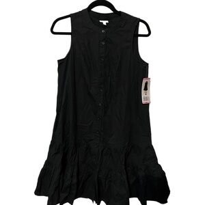 Joie Black Mini Babydoll Dress With Ruffle Button Down Size Small